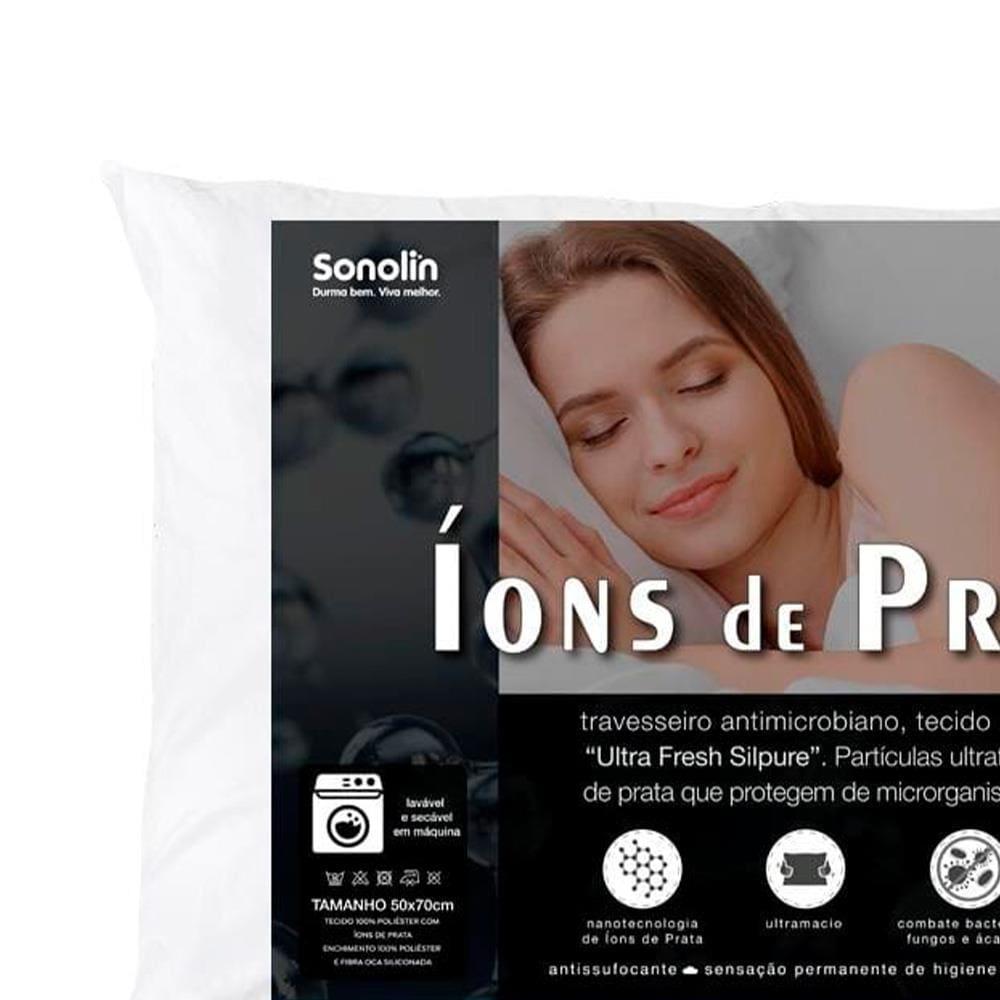 Travesseiro Sonolin Íons de Prata 50x70cm Branco - 2 Unidades - 3