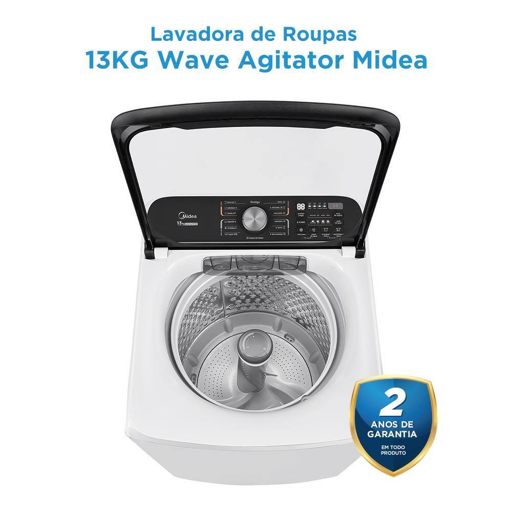 Lavadora de Roupas Midea Wave Agitator 13kg MA512W130A com Timer Digital, Filtro de Fiapos, Função Perfume+ e Sistema Power Mix Dispenser - Branca - 6