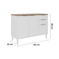 Balcão Triplo Itatiaia Renova com 3 Portas, 2 Gavetas, 1 Prateleira e 120cm largura - Branco Neve - 3