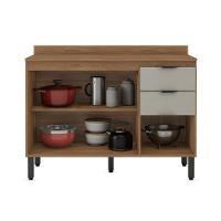 Balcão Demóbile Firenze com 3 Portas, 2 Gavetas e 1 Prateleira – Amêndoa/Nude Prime TX - 3