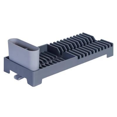 Escorredor de Louças Dynasty 27107 com porta Talheres em Plástico - Cinza