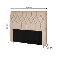 Cama Box Casal Herval Ômega com Pillow Top, Molas Ensacadas 22x138x188cm – Cinza/Branco + Cabeceira Dobue Palladium com 140cm de Largura