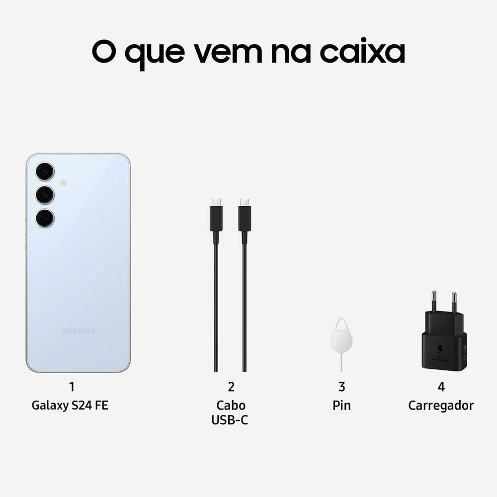 Smartphone Samsung Galaxy S24 FE 5G Azul 256GB, 8GB RAM, Exynos 2400e, Octa-Core, NFC, Câmera Tripla até 50MP e Tela Amoled Dinâmico 6.7" - 9