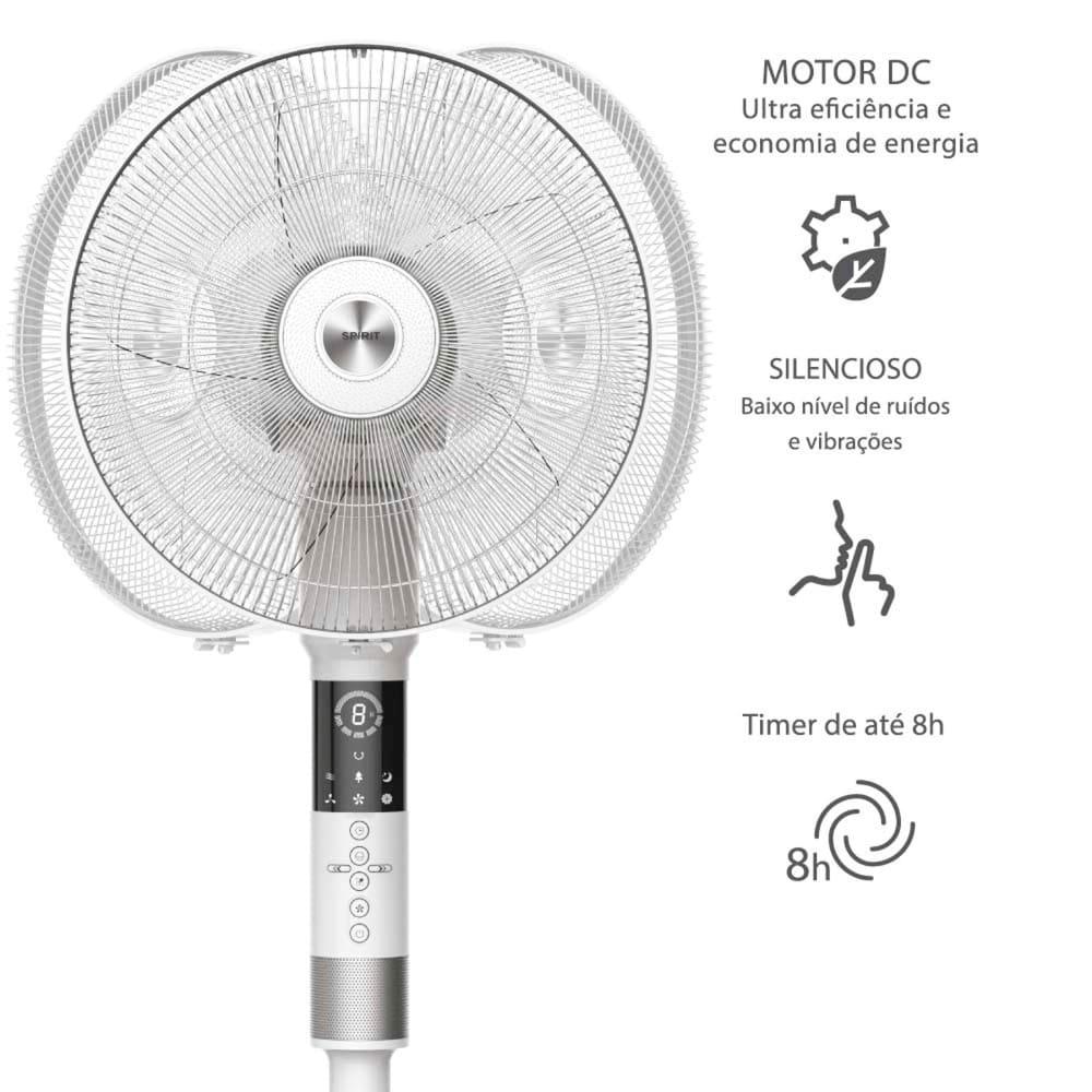 Ventilador de Coluna 40cm Spirit 360º com 3 Velocidades, Controle Remoto, Display LED e Timer de até 8 Horas – Branco - 5