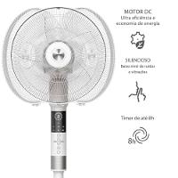 Ventilador de Coluna 40cm Spirit 360º com 3 Velocidades, Controle Remoto, Display LED e Timer de até 8 Horas – Branco - 5