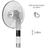 Ventilador de Coluna 40cm Spirit 360º com 3 Velocidades, Controle Remoto, Display LED e Timer de até 8 Horas – Branco - 6