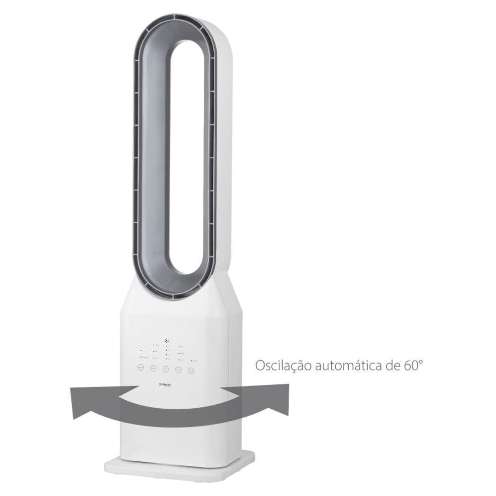 Circulador de Ar Spirit Bladeless com 3 Velocidades, Timer, Função Bom Sono e Vento Natural - Branco/Prata - 6