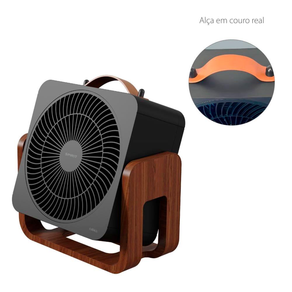 Circulador de Ar Spirit Cubics 20cm com 3 Velocidades e Múltiplas Inclinações – Preto/Tabaco - 3