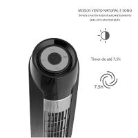 Ventilador de Torre 120cm Spirit SKY com 3 Velocidades, Controle Remoto e Timer de até 7h30 – Preto - 3