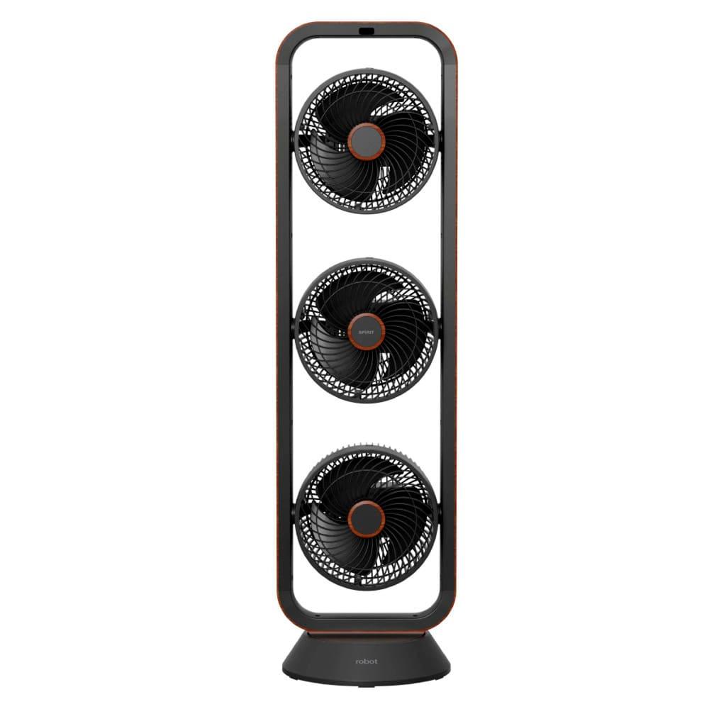 Ventilador de Torre Spirit Robot Triplo 130W com 3 Velocidades, Controle Remoto e Painel Digital com Display LED - Preto/Tabaco - 2