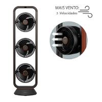Ventilador de Torre Spirit Robot Triplo 130W com 3 Velocidades, Controle Remoto e Painel Digital com Display LED - Preto/Tabaco - 5