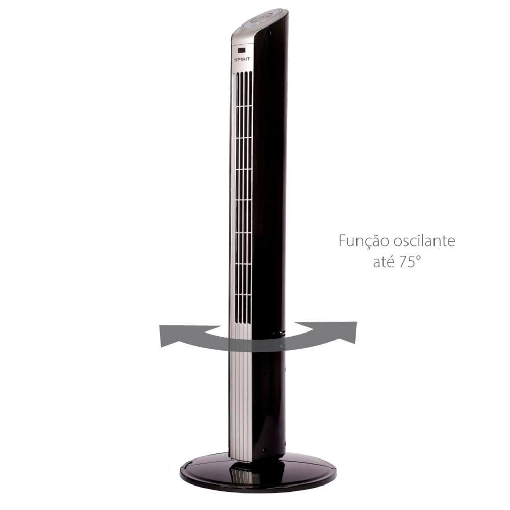Ventilador de Torre 90cm Spirit Slim 40W de Potência com 3 Velocidades, Função Bom Sono e Vento Natural – Preto/Prata - 2