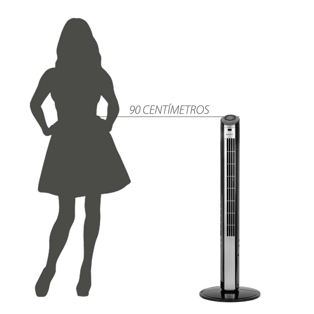Ventilador de Torre 90cm Spirit Slim 40W de Potência com 3 Velocidades, Função Bom Sono e Vento Natural – Preto/Prata - 6