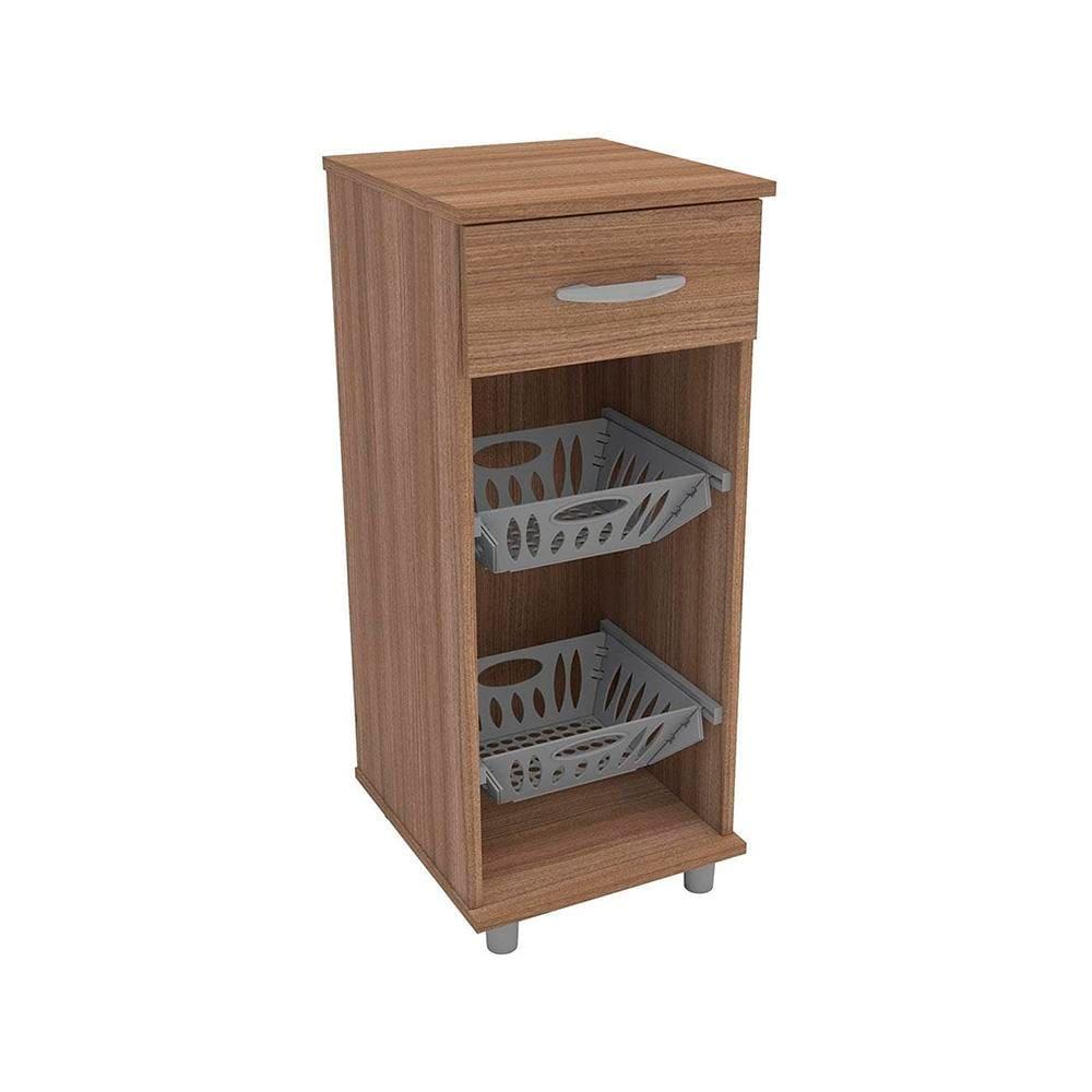 Cozinha Completa Bartira Amazonita com 8 Portas, 3 Gavetas e 6 Prateleiras - 271cm de largura + Fruteira Politorno Facility com 1 Gaveta e 2 Cestos - 3