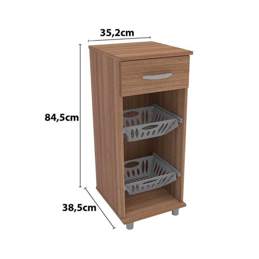 Cozinha Completa Bartira Amazonita com 8 Portas, 3 Gavetas e 6 Prateleiras - 271cm de largura + Fruteira Politorno Facility com 1 Gaveta e 2 Cestos - 4