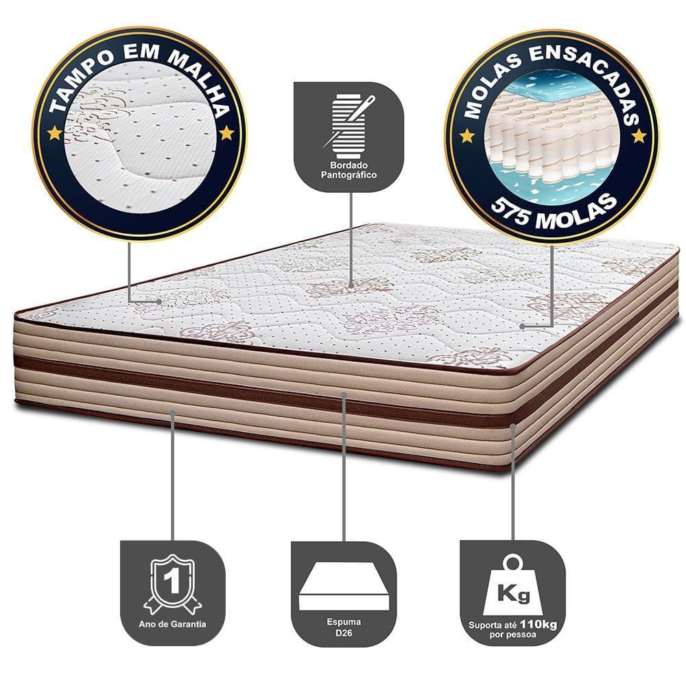 Colchão Queen Cama InBox Livity com Molas Ensacadas e Espuma D26 24x158x198cm – Bege - 6
