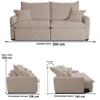 Sofá 3 lugares Cama inBox Sublime com Assento Retrátil e Encosto Reclinável em Boucle - 200cm de Largura - 7