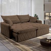 Sofá 3 lugares Cama inBox Sublime com Assento Retrátil e Encosto Reclinável em Boucle - 200cm de Largura - 1