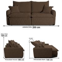 Sofá 3 lugares Cama inBox Sublime com Assento Retrátil e Encosto Reclinável em Boucle - 200cm de Largura - 7