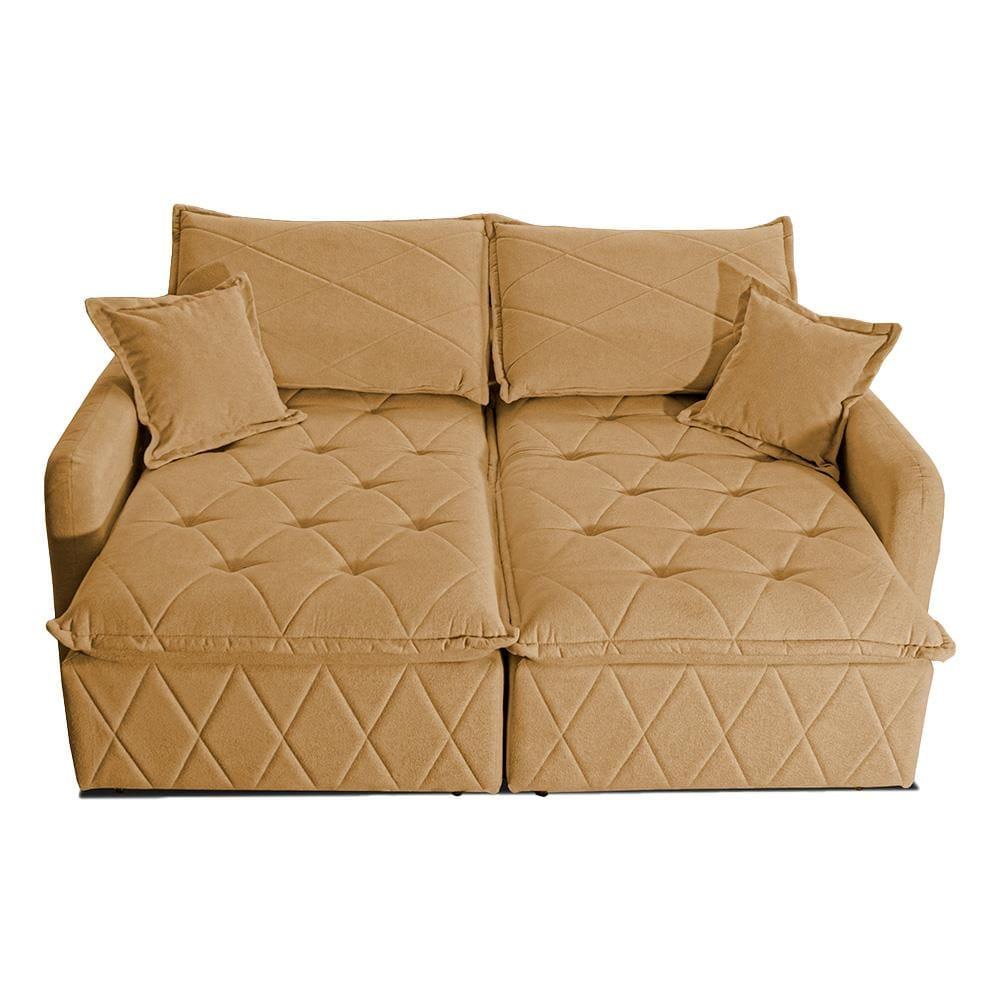 Sofá 3 lugares Cama inBox Sublime com Assento Retrátil e Encosto Reclinável em Boucle - 200cm de Largura - 3