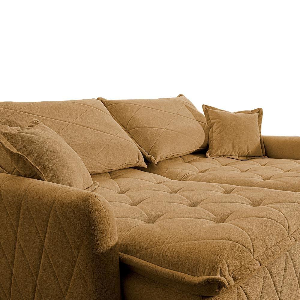 Sofá 3 lugares Cama inBox Sublime com Assento Retrátil e Encosto Reclinável em Boucle - 200cm de Largura - 4