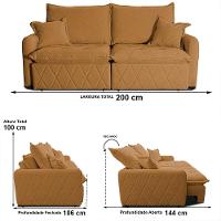 Sofá 3 lugares Cama inBox Sublime com Assento Retrátil e Encosto Reclinável em Boucle - 200cm de Largura - 7