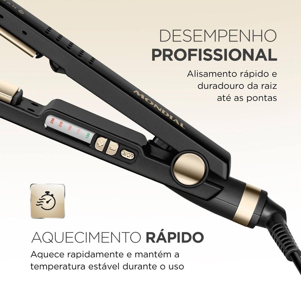 Chapinha Prancha Alisadora Mondial Black Gold Argan P-30T Preto Bivolt - 9