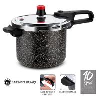 Panela de Pressão Rochedo 4,5 Litros Segura Stone Pro com Revestimento Antiaderente Minerium Preto/Cinza - 9