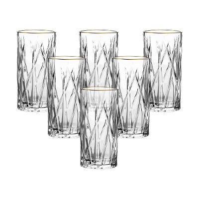 Jogo de Copos Altos L’Hermitage Forest com Borda Dourada 350ml - 6 Peças