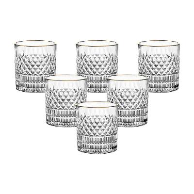 Jogo de Copos Baixos L`Hermitage Esplanada 310ml com Borda Dourada em Cristal Ecológico - 6 Peças