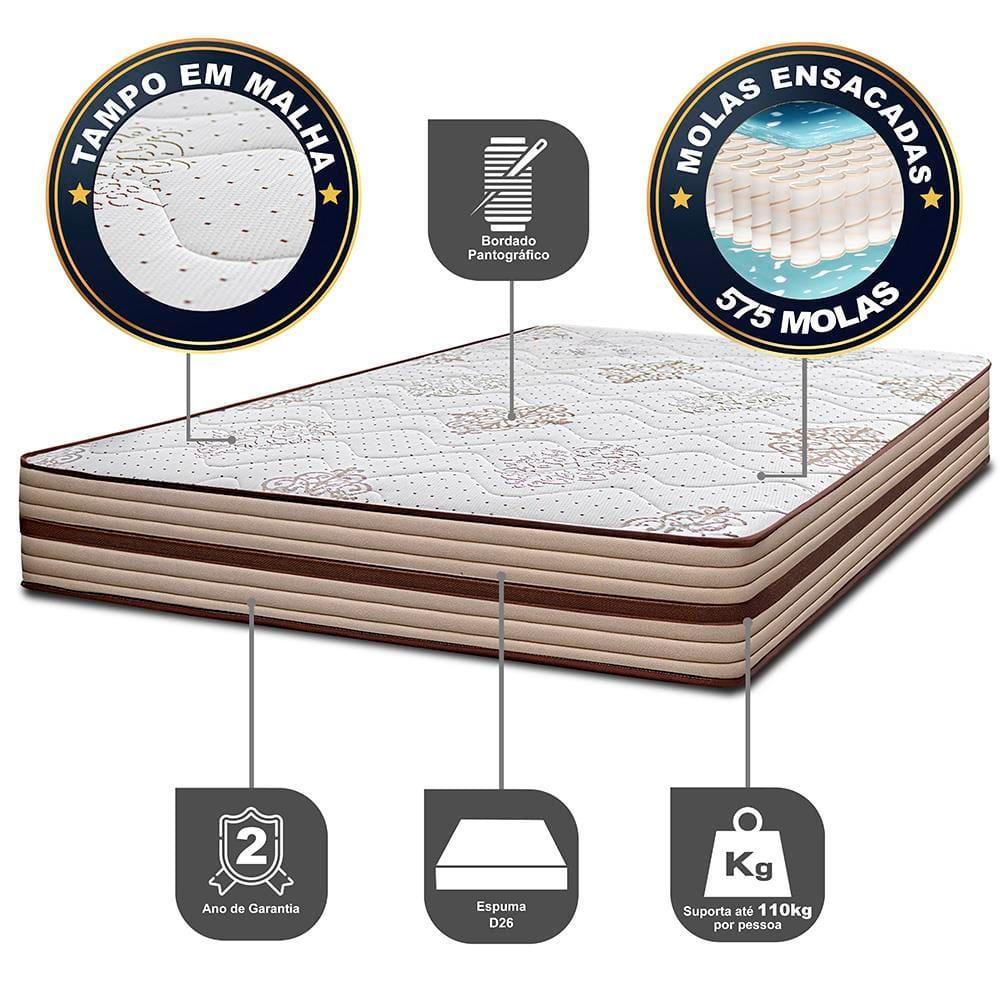 Cama Box Queen Size Bipartida Cama InBox Livity com Molas Ensacadas e Espuma D26 24x158x198cm – Bege - 5