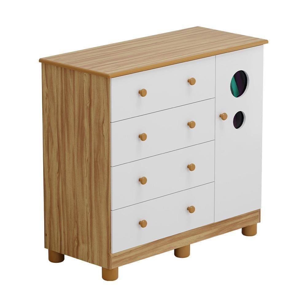 Guarda-Roupa Infantil Peroba Duda Plus, 86 cm de Largura + Cômoda com 1 Porta, 4 Gavetas, 1 Prateleira, 95,3 cm de Largura + Berço Americano - 3