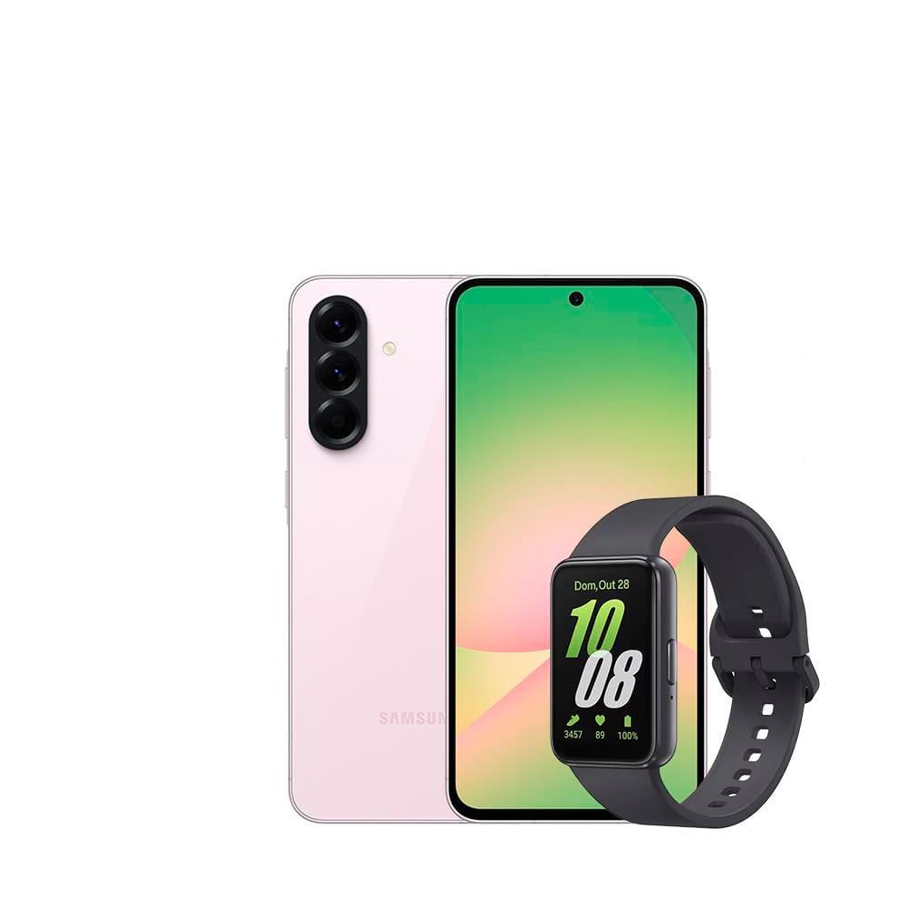 Smartphone Samsung Galaxy A56 5G Rosa 256GB, 8GB RAM, Câmera Tripla 50MP, Tela 6.7", IP67, NFC e Recursos AI + Galaxy Fit3 Grafite Display de 1.6" - 1