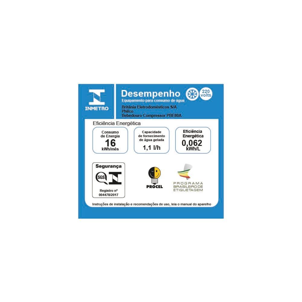 Bebedouro de Água Philco PBE80A com Sistema Eletrônico e Gás Refrigerante R600a - Branco - 8