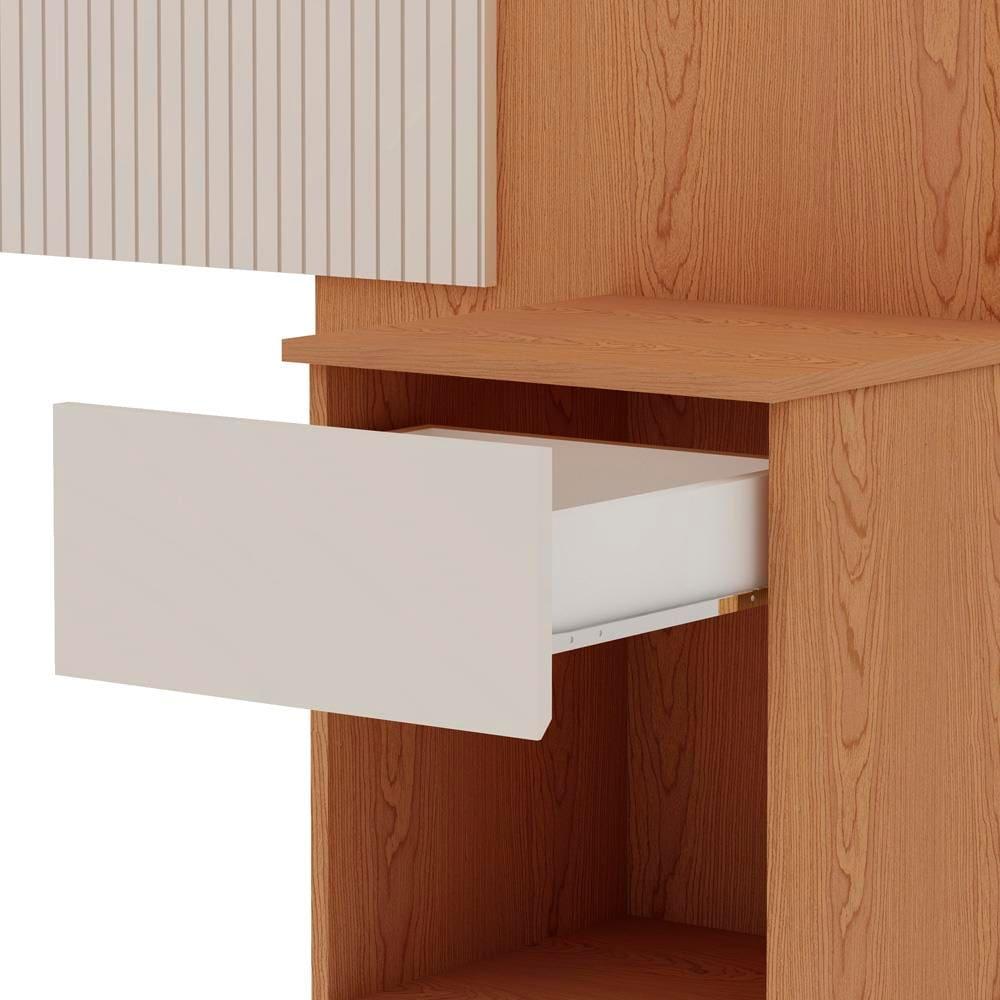 Cabeceira Extensível para Cama de Casal e Queen Size Genialflex Roma em MDP com detalhes Frisados – Cinamomo/Off White - 5