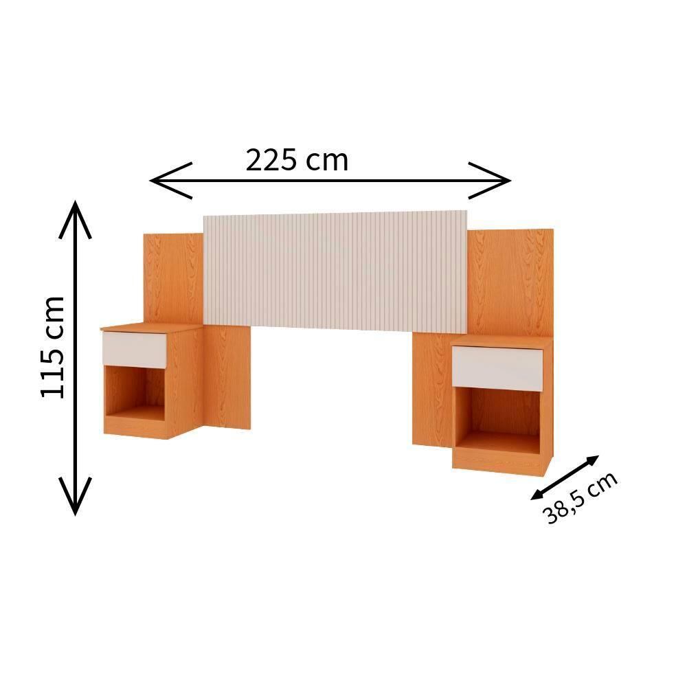 Cabeceira Extensível para Cama de Casal e Queen Size Genialflex Roma em MDP com detalhes Frisados – Cinamomo/Off White - 6