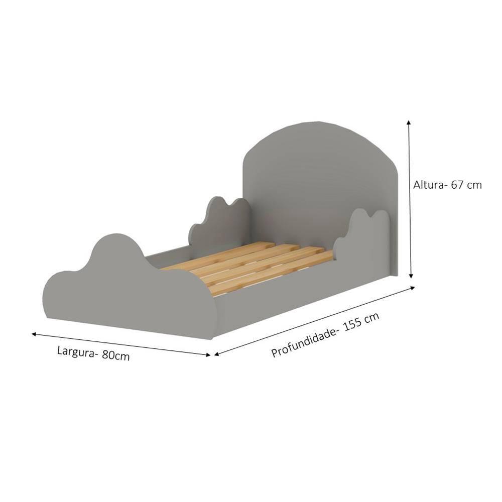 Mini Cama Infantil Genialflex Nuvem com Grade de Proteção - Fendi - 4