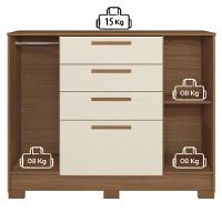 Cômoda Santos Andirá Pinhais com 2 Portas, 4 Gavetas, 1 Prateleira e 1 Cabideiro - 130,2cm de largura - 8