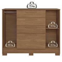 Cômoda Santos Andirá Pinhais com 2 Portas, 4 Gavetas, 1 Prateleira e 1 Cabideiro - 130,2cm de largura - 7