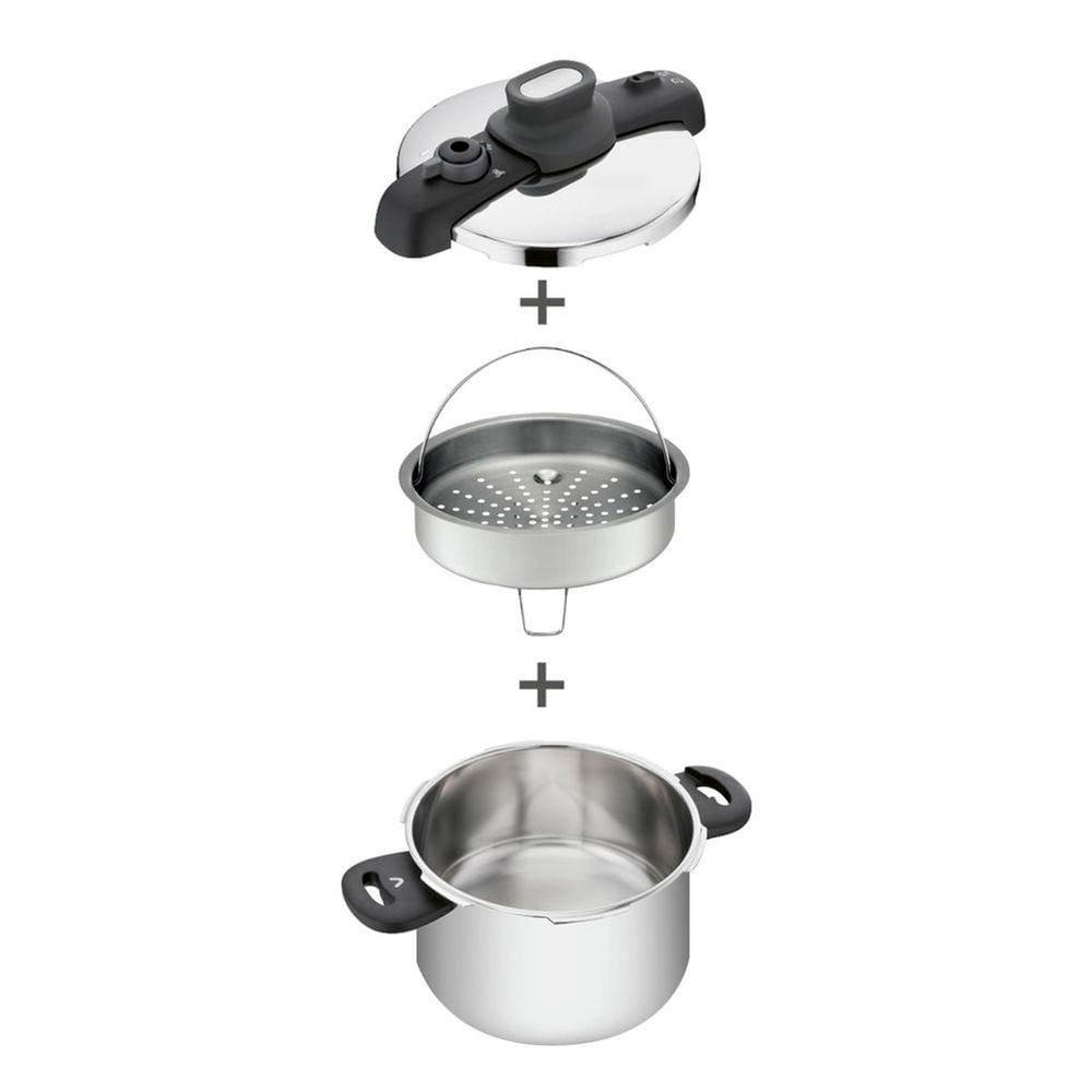 Panela de Pressão T-FAL Opti’Space em Inox com Cesto Vapor - 7 L - 2