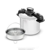 Panela de Pressão T-FAL Opti’Space em Inox com Cesto Vapor - 7 L - 1