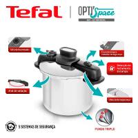 Panela de Pressão T-FAL Opti’Space em Inox com Cesto Vapor - 7 L - 7