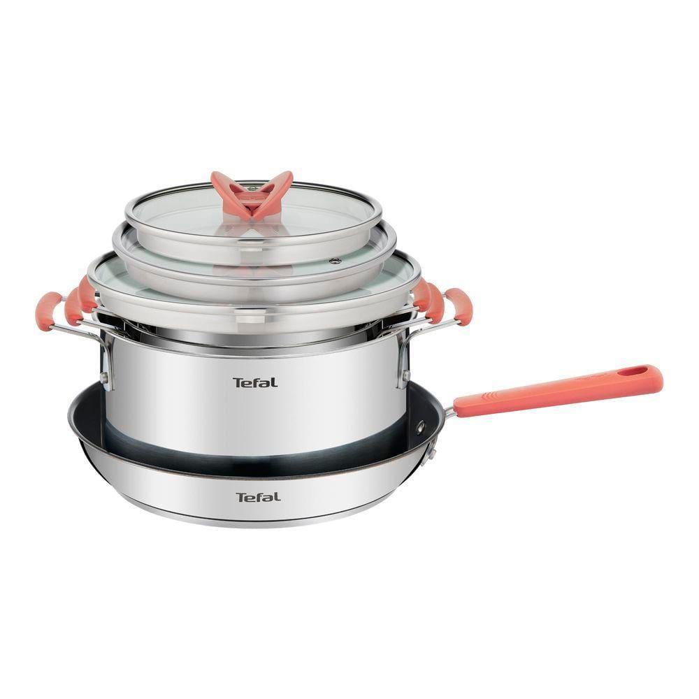 Jogo de Panelas 4 Peças Tefal Opti’Space Revestimento Antiaderente Tampas de Vidro Inox - 2