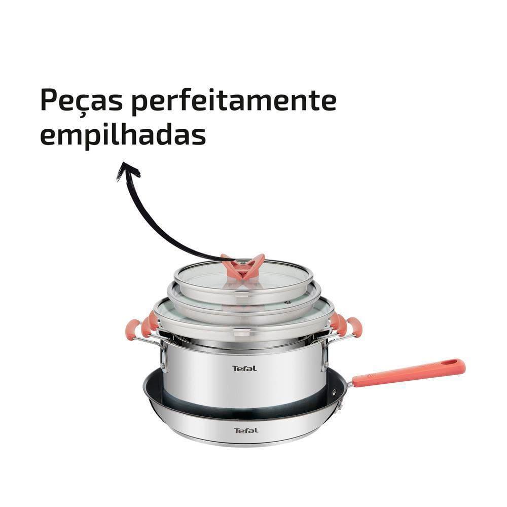 Jogo de Panelas 4 Peças Tefal Opti’Space Revestimento Antiaderente Tampas de Vidro Inox - 8