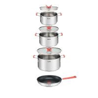 Jogo de Panelas 4 Peças Tefal Opti’Space Revestimento Antiaderente Tampas de Vidro Inox - 1