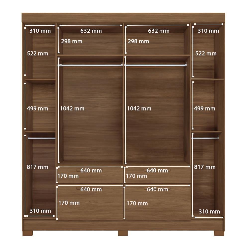 Guarda-Roupa Casal Santos Andirá Guarapuava com 6 Portas, 4 Gavetas e 6 Prateleiras - 194,4cm de largura - 8