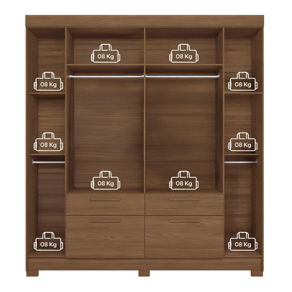 Guarda-Roupa Casal Santos Andirá Guarapuava com 6 Portas, 4 Gavetas e 6 Prateleiras - 194,4cm de largura - 9