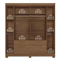 Guarda-Roupa Casal Santos Andirá Guarapuava com 6 Portas, 4 Gavetas e 6 Prateleiras - 194,4cm de largura - 9