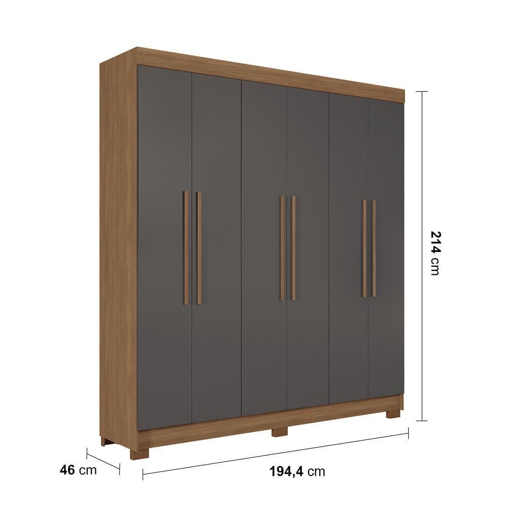 Guarda-Roupa Casal Santos Andirá Toledo com 6 Portas, 2 Gavetas e 5 Prateleiras - 194,4cm de largura - 9