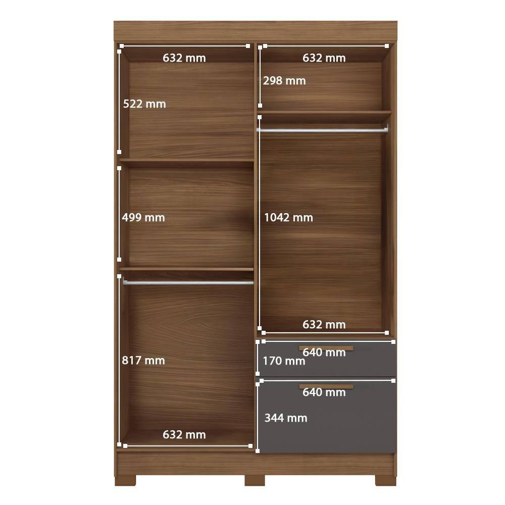 Guarda-Roupa Solteiro Santos Andirá Londrina com 4 Portas, 2 Gavetas e 3 Prateleiras - 130cm de largura - 8